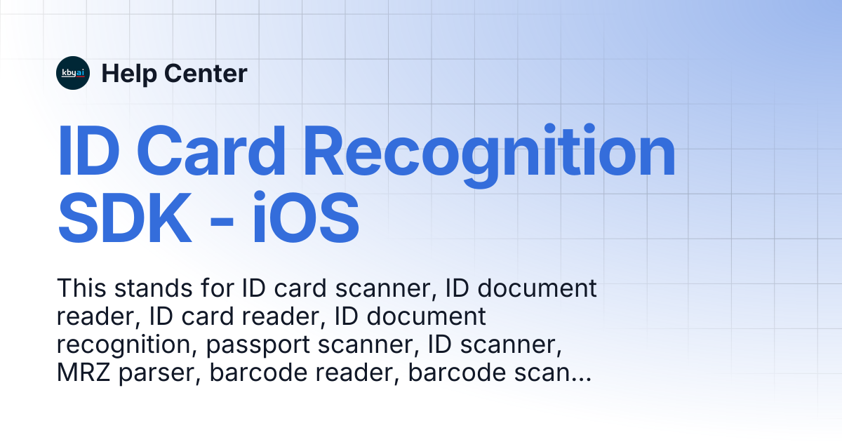 ID Card Recognition SDK - iOS | Help Center
