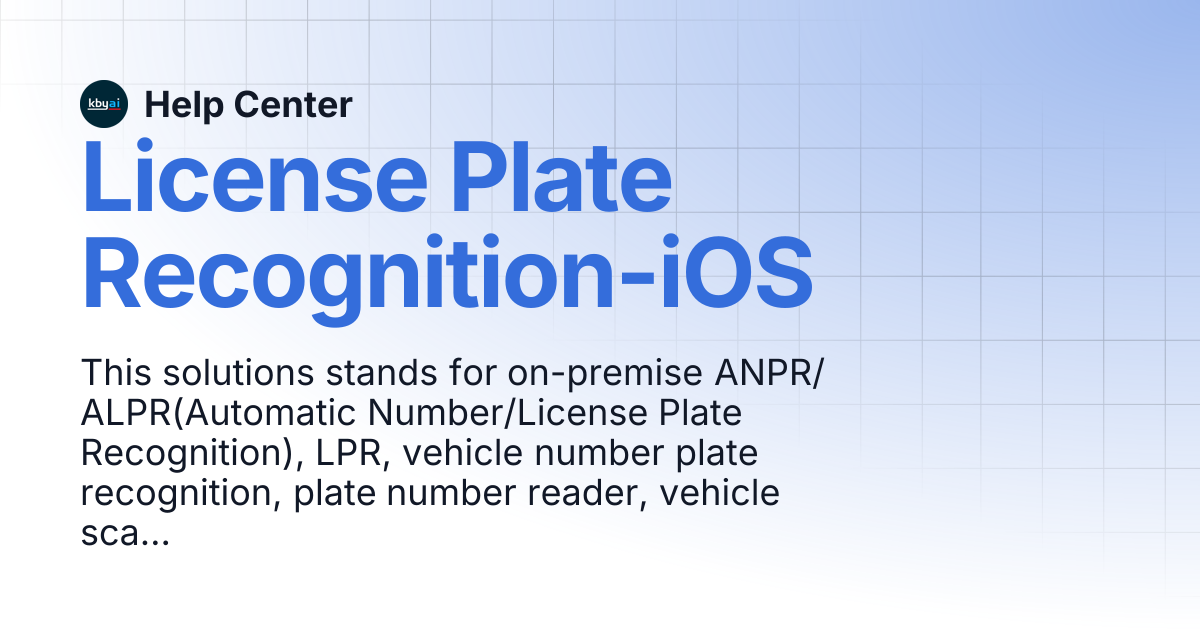 License Plate Recognition-iOS | Help Center
